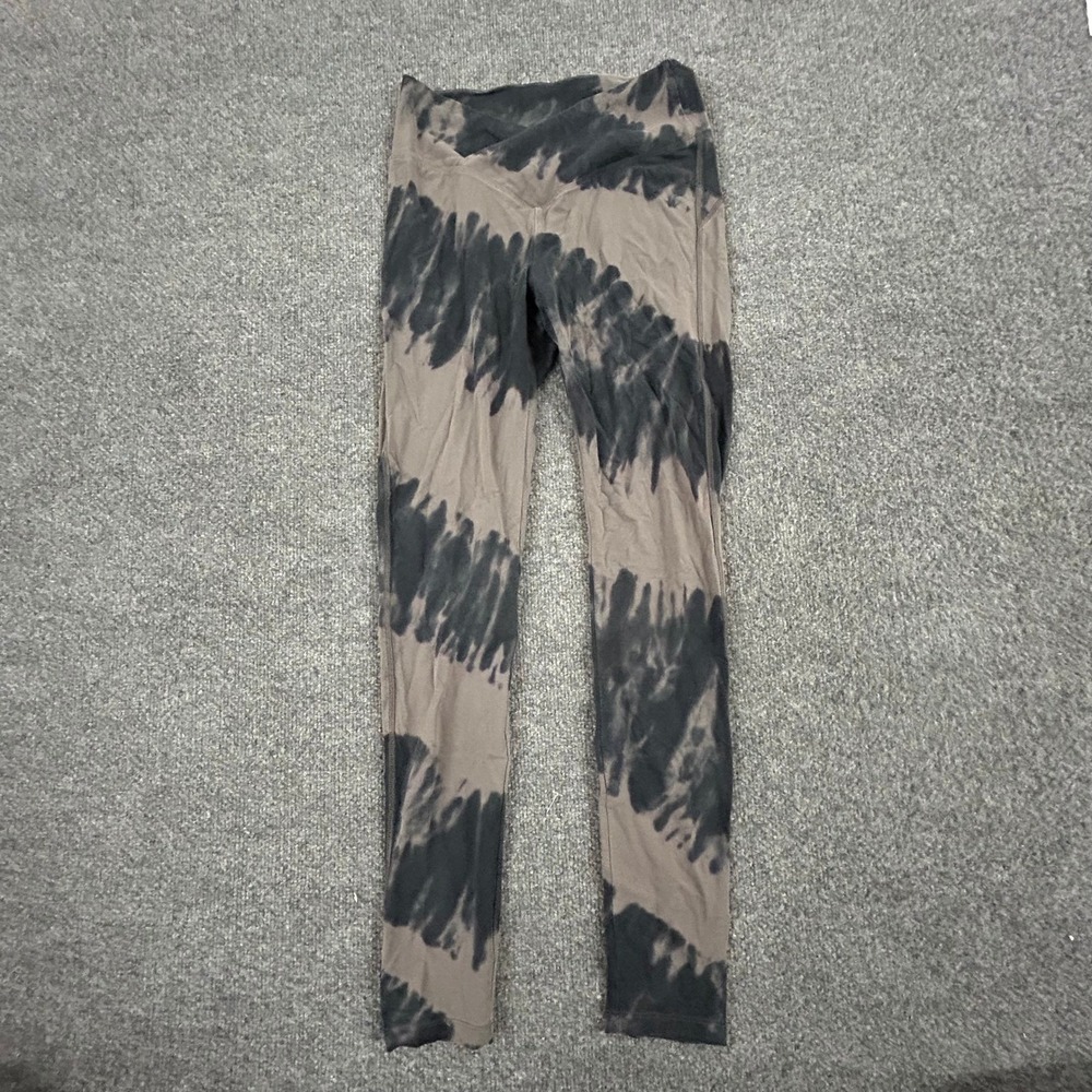 PINK Leggings Womens Size S Gray Tie Dye Crossover Waist Athletic Yoga Pants
